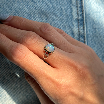 Opal Adjustable Sterling Silver Ring