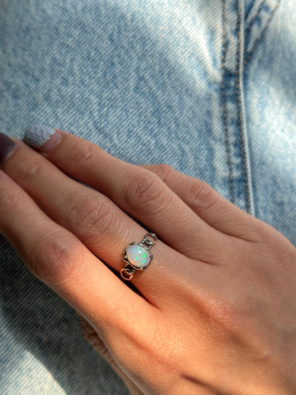 Opal Adjustable Sterling Silver Ring