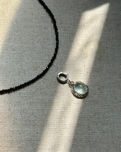 Sapphire Beaded And Detachable Prehnite Necklace