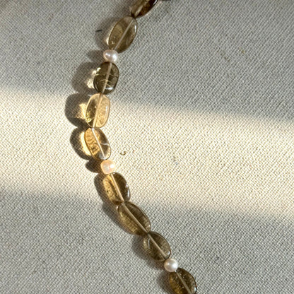 Smoky Quartz And Freshwater Pearl Beaded Necklace