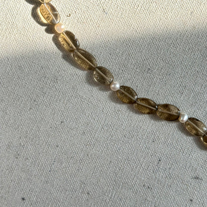 Smoky Quartz And Freshwater Pearl Beaded Necklace