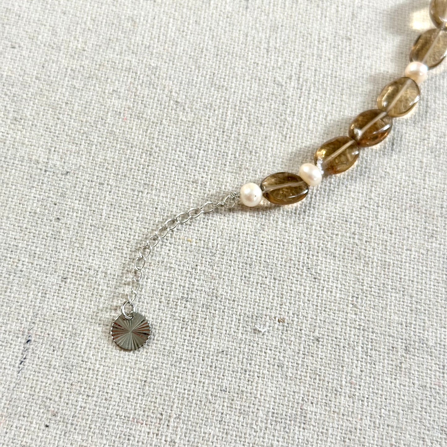 Smoky Quartz And Freshwater Pearl Beaded Necklace