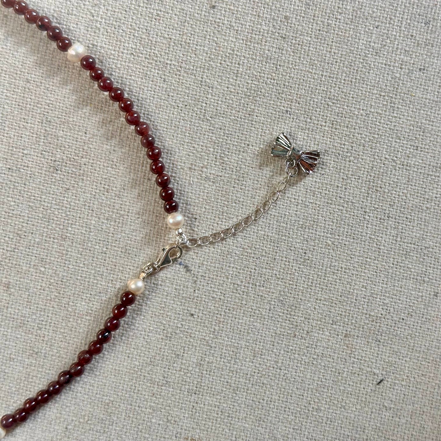 Garnet And Freshwater Pearl Beaded Necklace