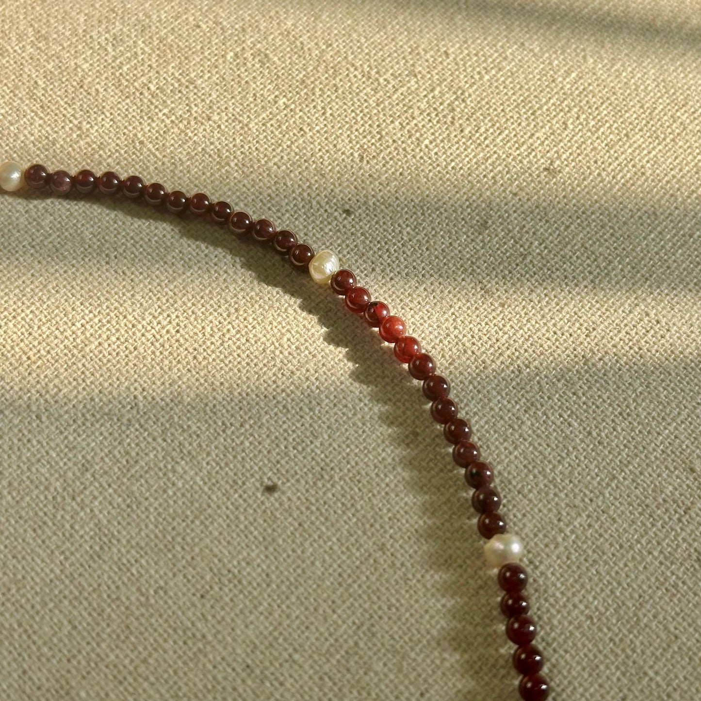 Garnet And Freshwater Pearl Beaded Necklace