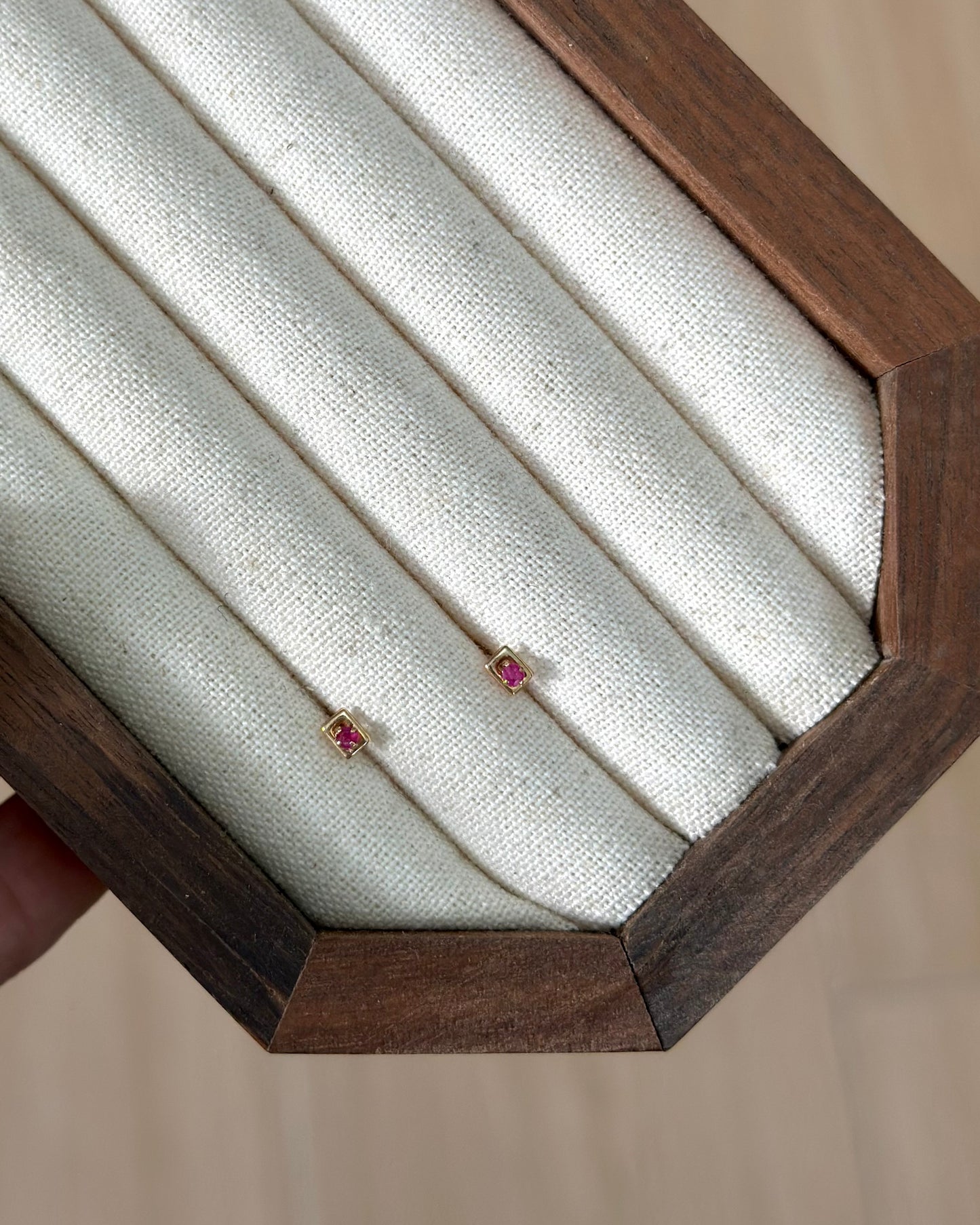 10K Solid Gold Ruby Ear Stud
