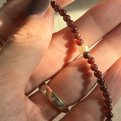 Garnet And Freshwater Pearl Beaded Necklace