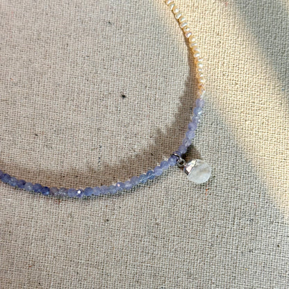 Moonstone And Tanzanite Beaded Necklace