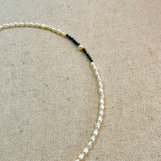 Freshwater Pearl And Blue Sapphire Beaded Necklace