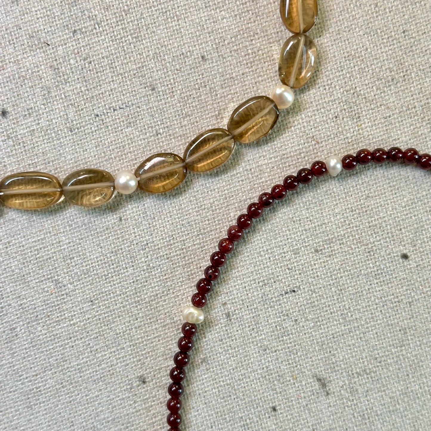 Garnet And Freshwater Pearl Beaded Necklace