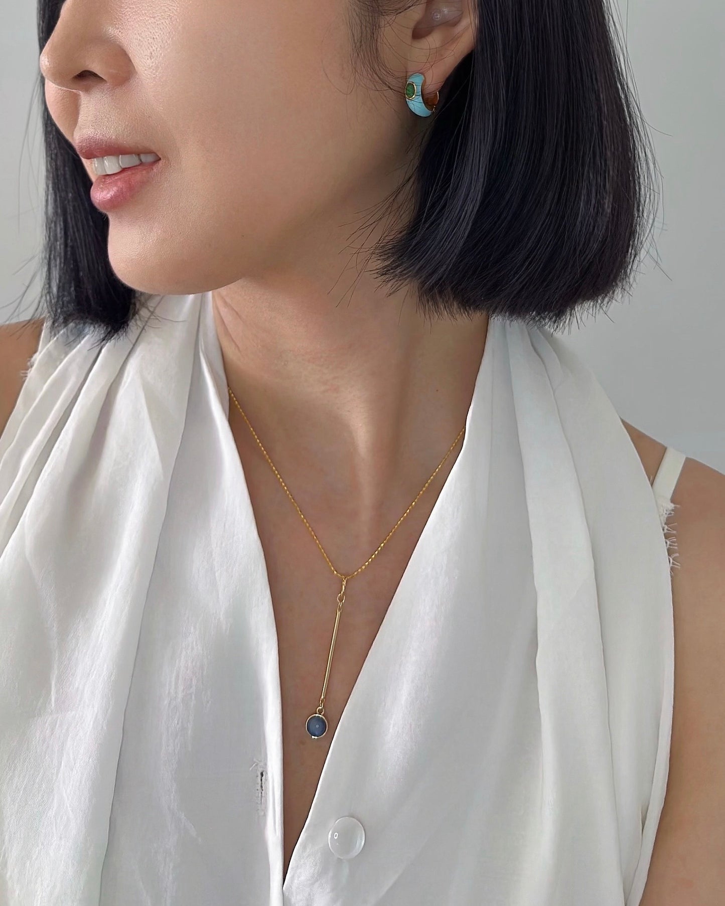 Blue Kyanite Link Gold-plated Sterling Silver Necklace