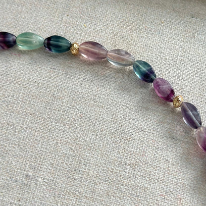 Fluorite And Baroque Pearl Beaded Necklace