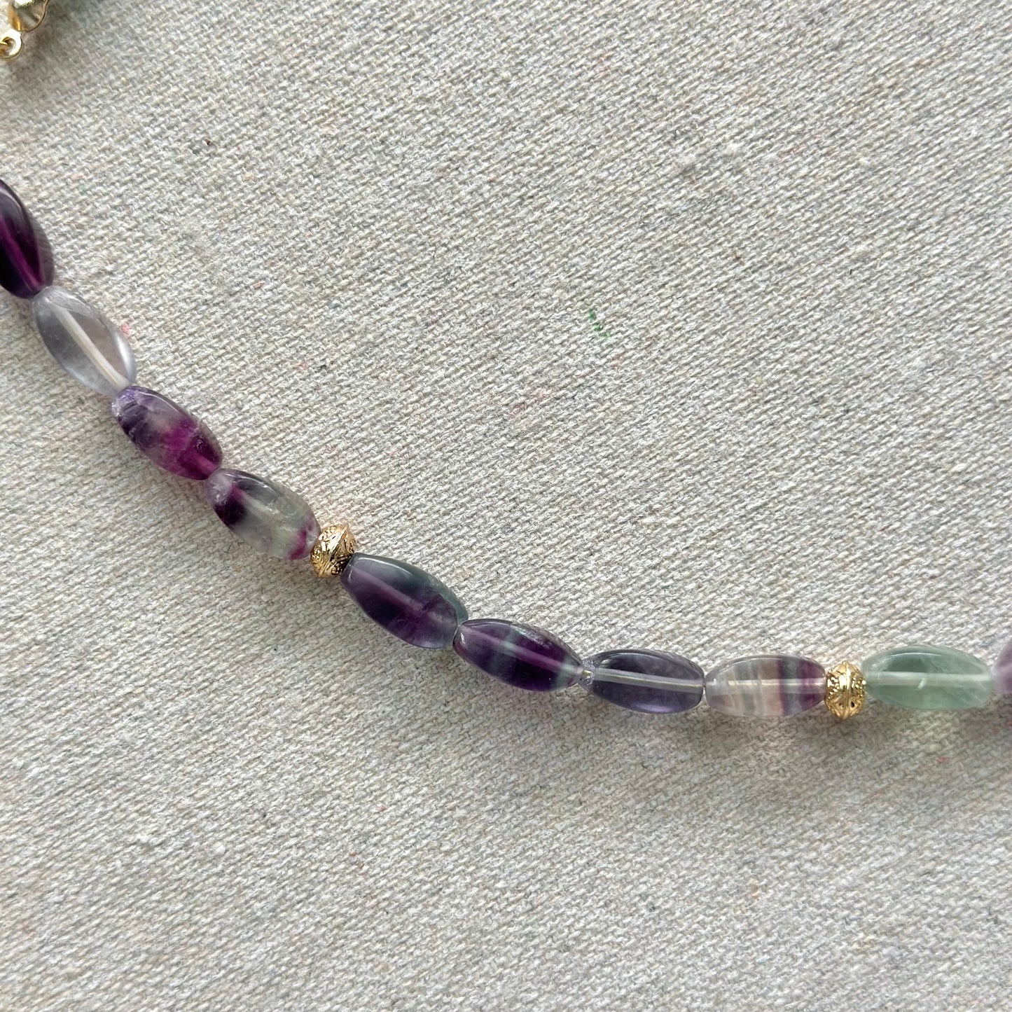Fluorite And Baroque Pearl Beaded Necklace