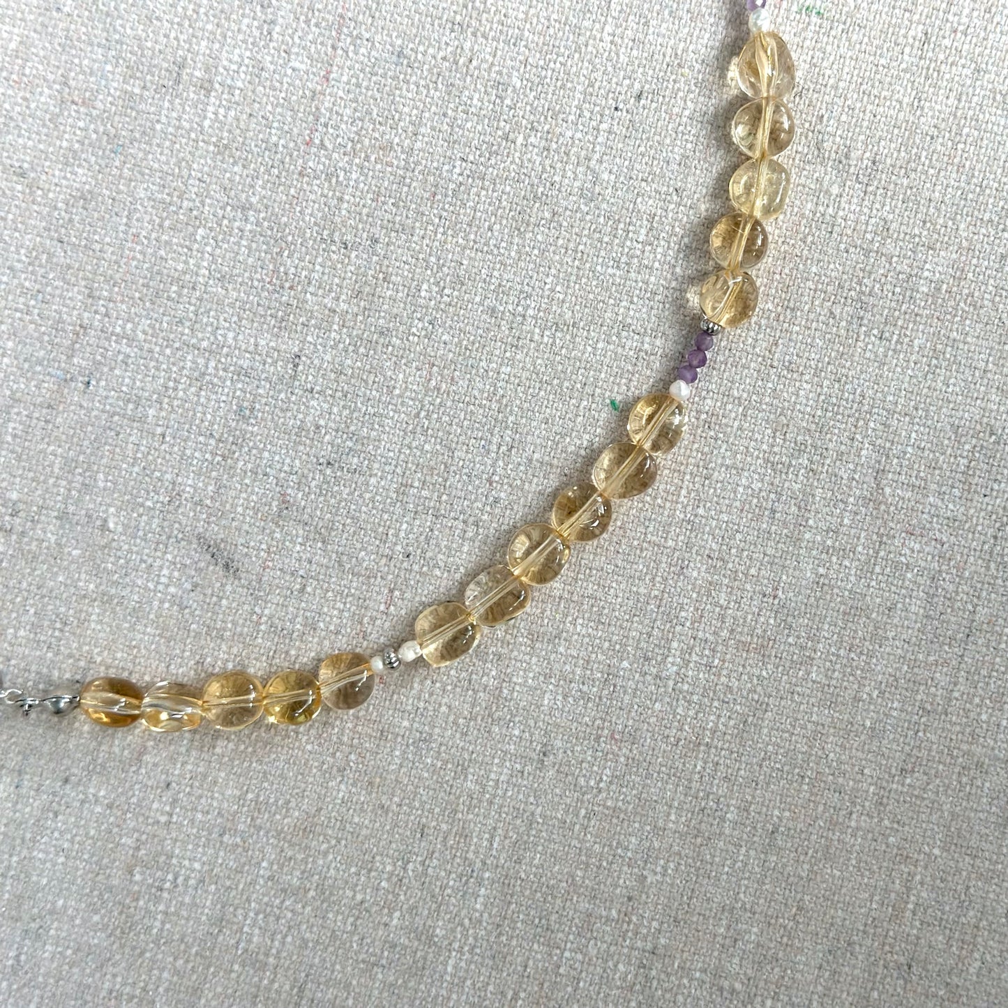 Citrine And Amethyst Mixed Freshwater Pearl Beaded Necklace