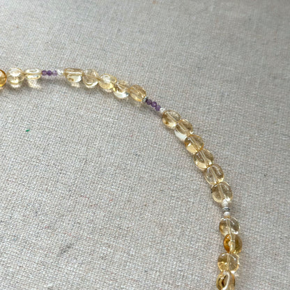 Citrine And Amethyst Mixed Freshwater Pearl Beaded Necklace