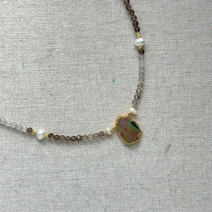 Smoky Quartz Beaded And Agate Necklace