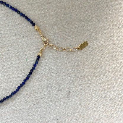 Lapis And Clear Quartz Star Beaded Necklace