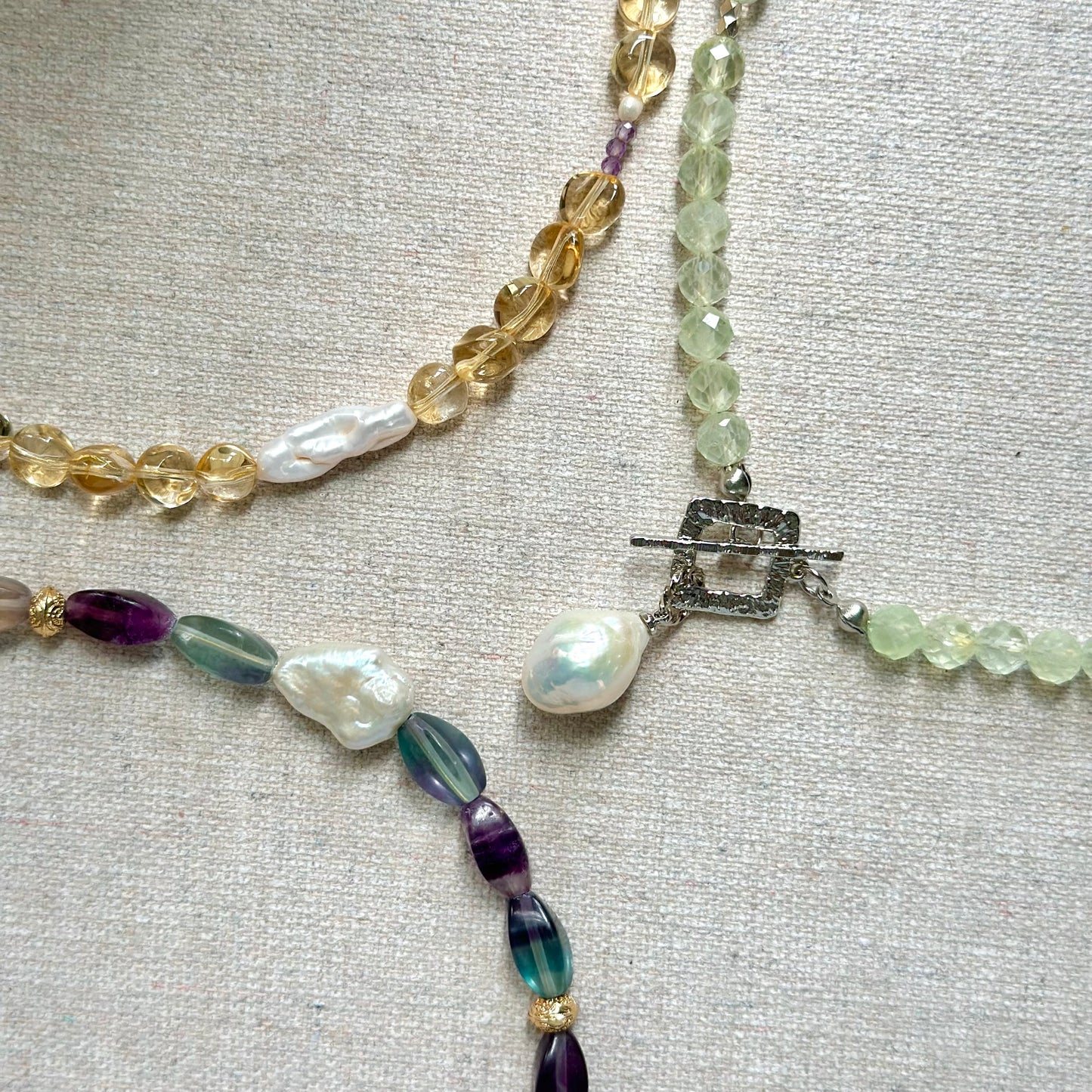 Citrine And Amethyst Mixed Freshwater Pearl Beaded Necklace