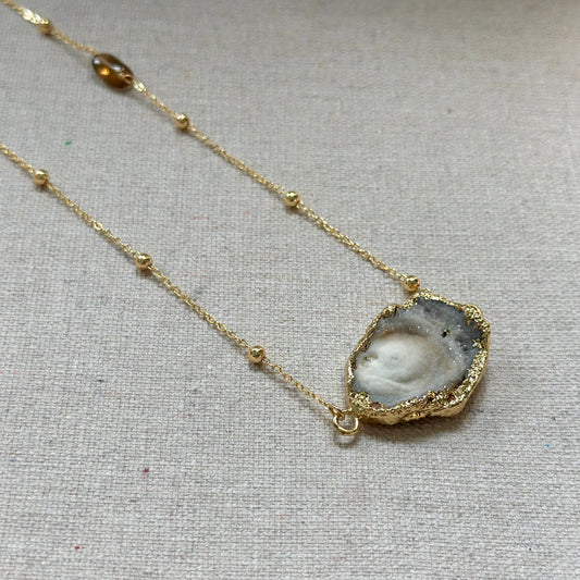 Agate And Smoky Quartz Gold-plated Long Necklace