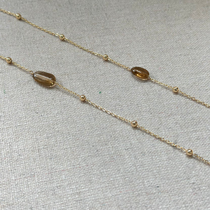 Agate And Smoky Quartz Gold-plated Long Necklace