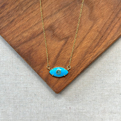 Turquoise Eye And Labradorite 14k Gold-filled Necklace