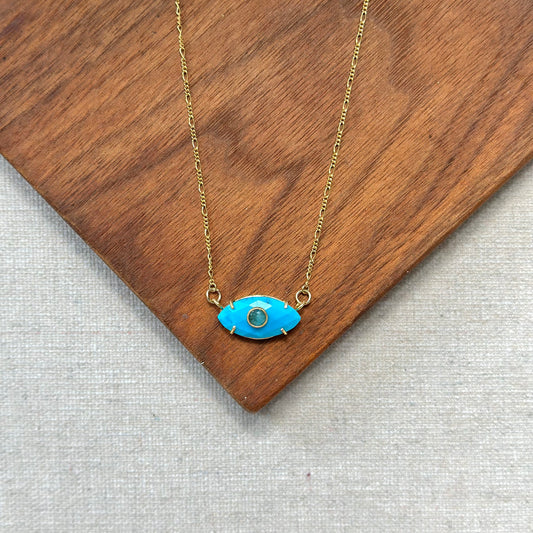 Turquoise Eye And Labradorite 14k Gold-filled Necklace