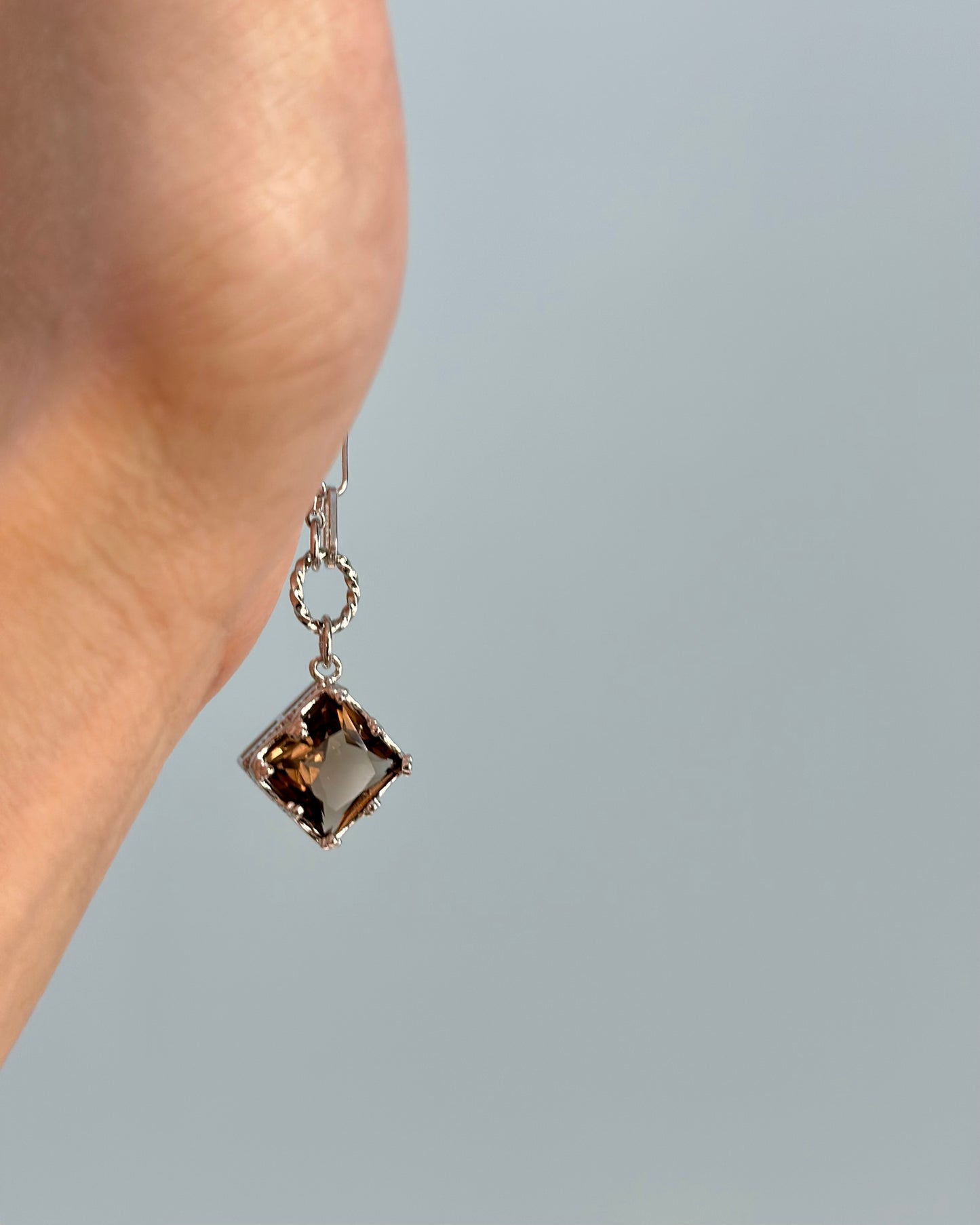 Smoky Quartz Asymmetric Sterling Silver Necklace