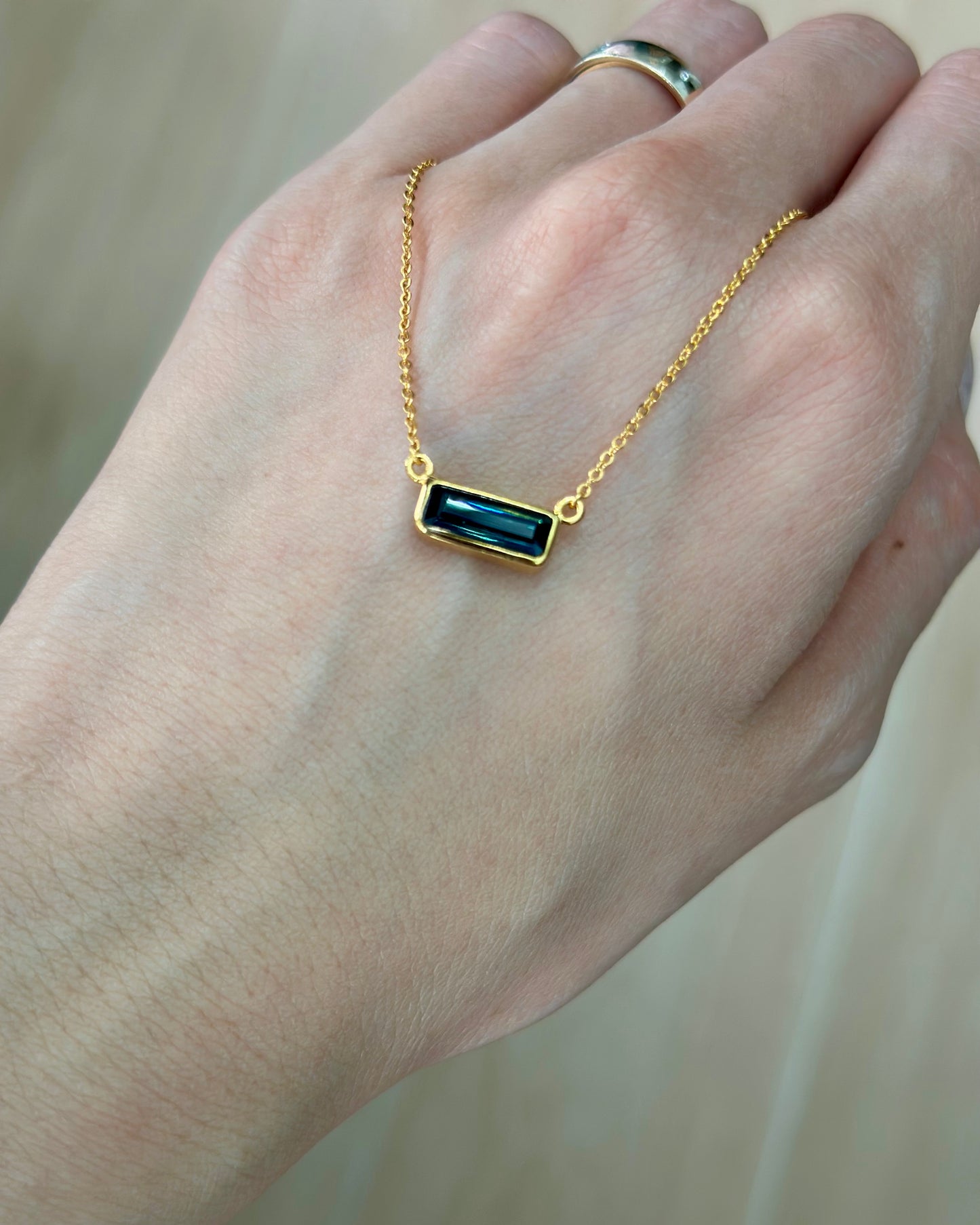 Blue Tourmaline Gold-plated Sterling Silver Necklace