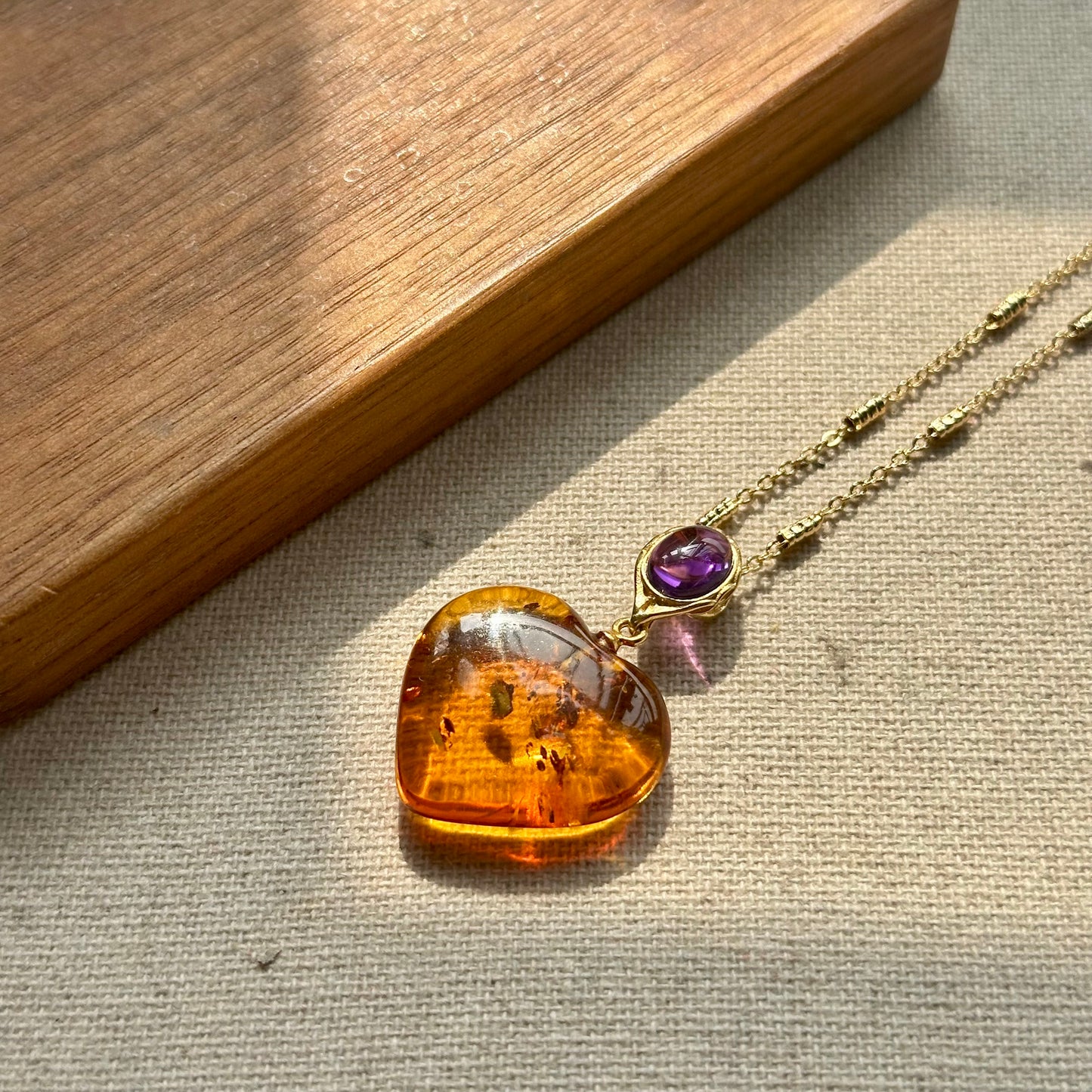 Amber And Amethyst Gold-plated Necklace