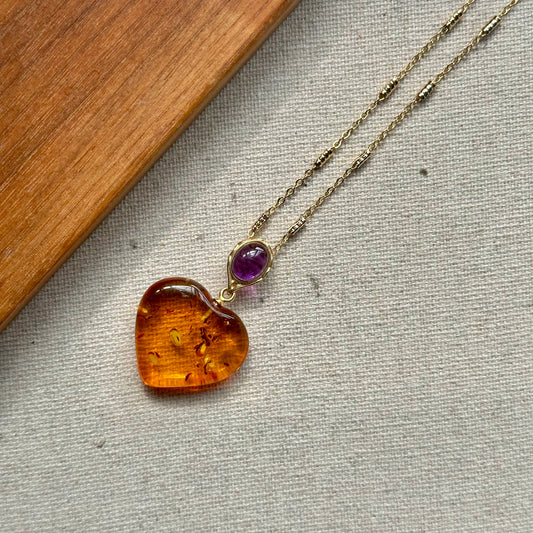 Amber And Amethyst Gold-plated Necklace