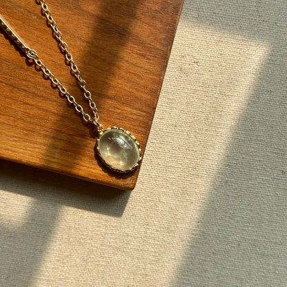 Prehnite Long Gold-plated Necklace