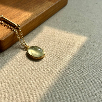 Prehnite Long Gold-plated Necklace