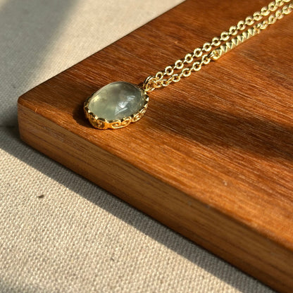 Prehnite Long Gold-plated Necklace