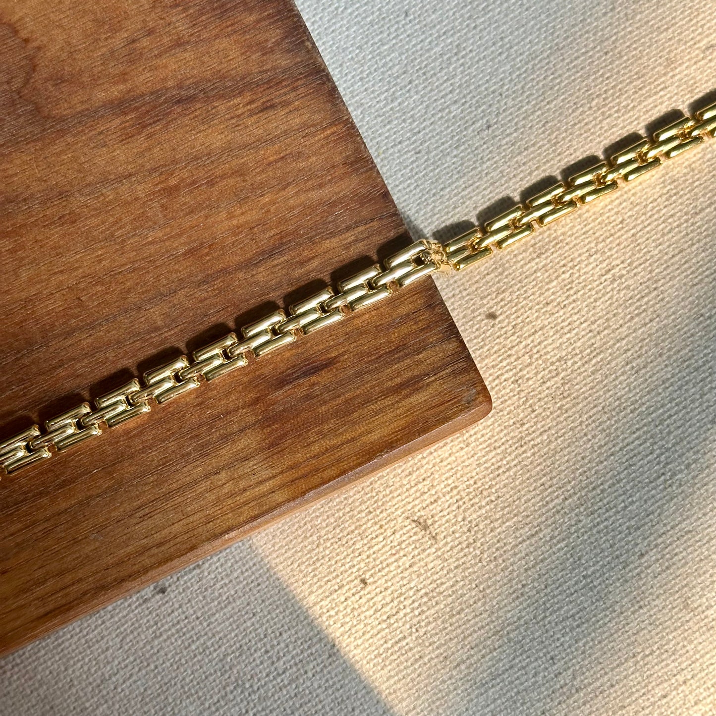 Gold-plated Italian Silver Watchband Chain Choker Necklace