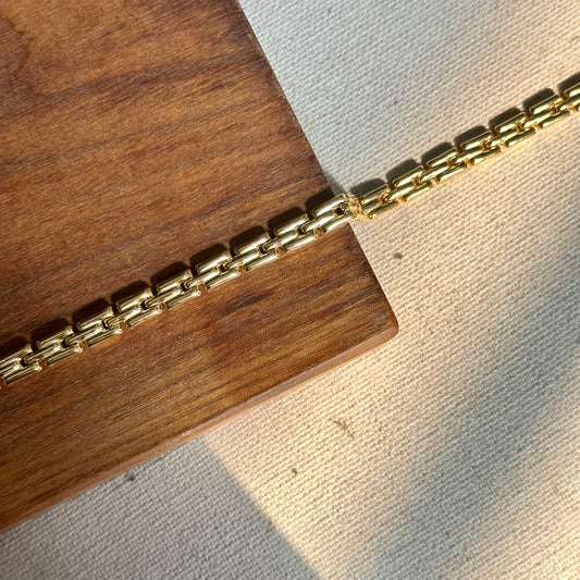 Gold-plated Italian Silver Watchband Chain Choker Necklace