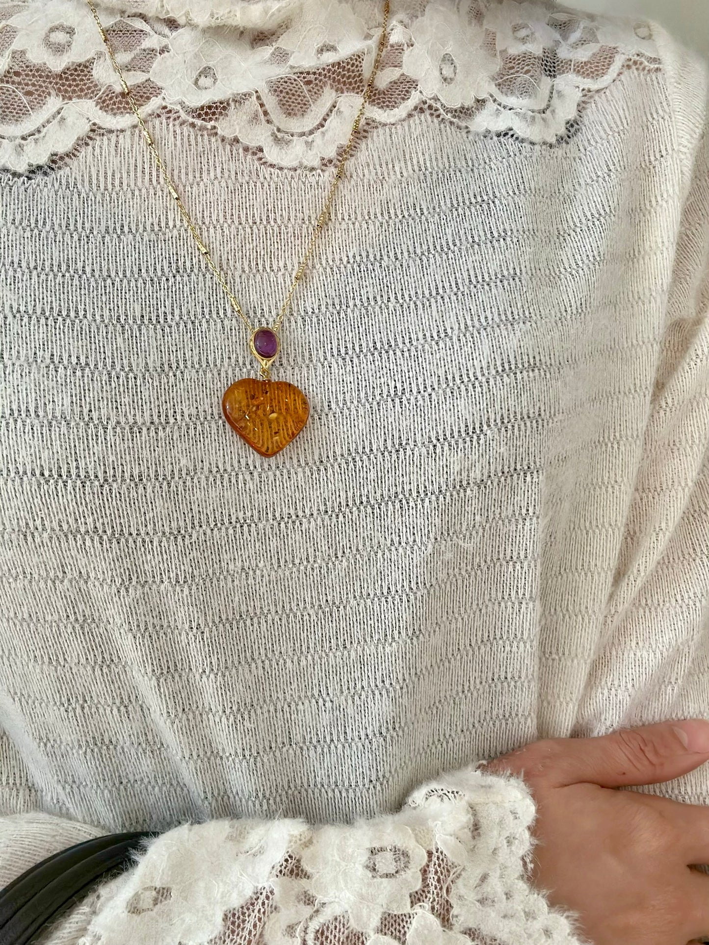 Amber And Amethyst Gold-plated Necklace