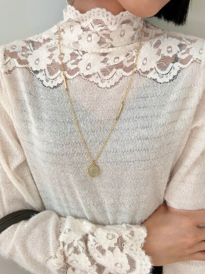 Prehnite Long Gold-plated Necklace