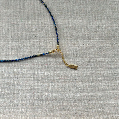 Lapis And Aquamarine Beaded Asymmetric Necklace