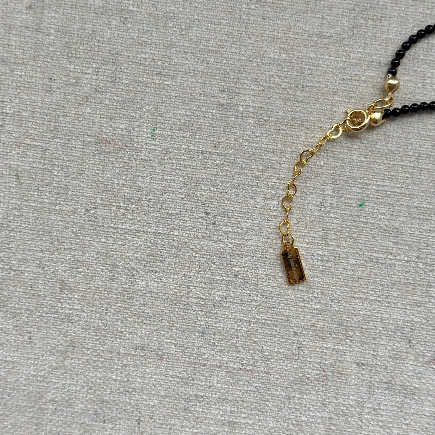 Black Onyx And Golden Rutilated Quartz Beaded Necklace