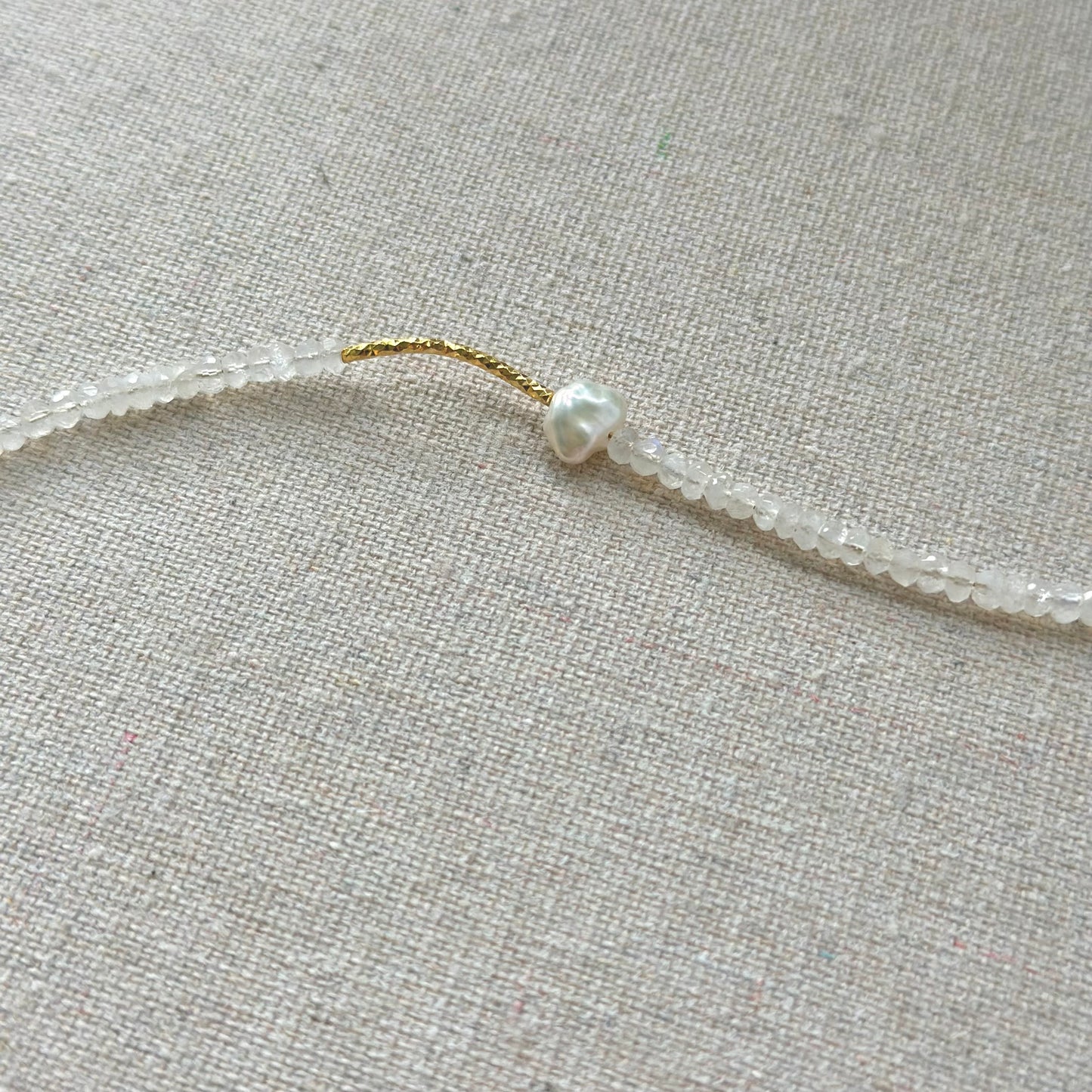 Moonstone And Freshwater Pearl Beaded Asymmetric Necklace