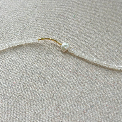 Moonstone And Freshwater Pearl Beaded Asymmetric Necklace