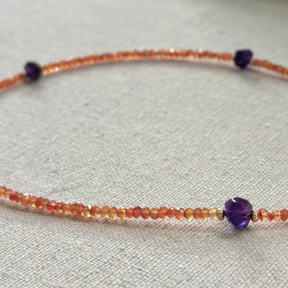 Carnelian And Amethyst Beaded Necklace