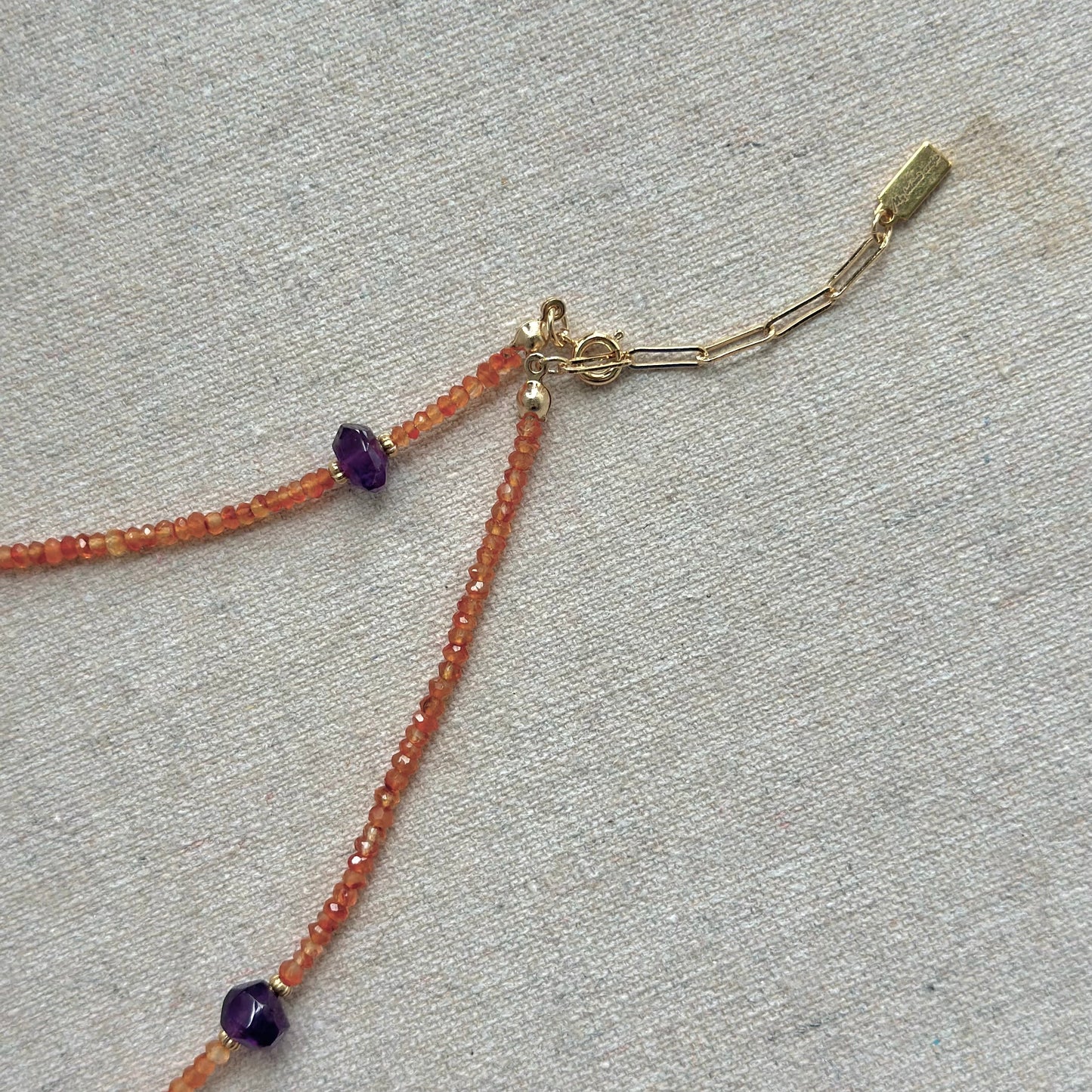 Carnelian And Amethyst Beaded Necklace
