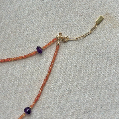 Carnelian And Amethyst Beaded Necklace