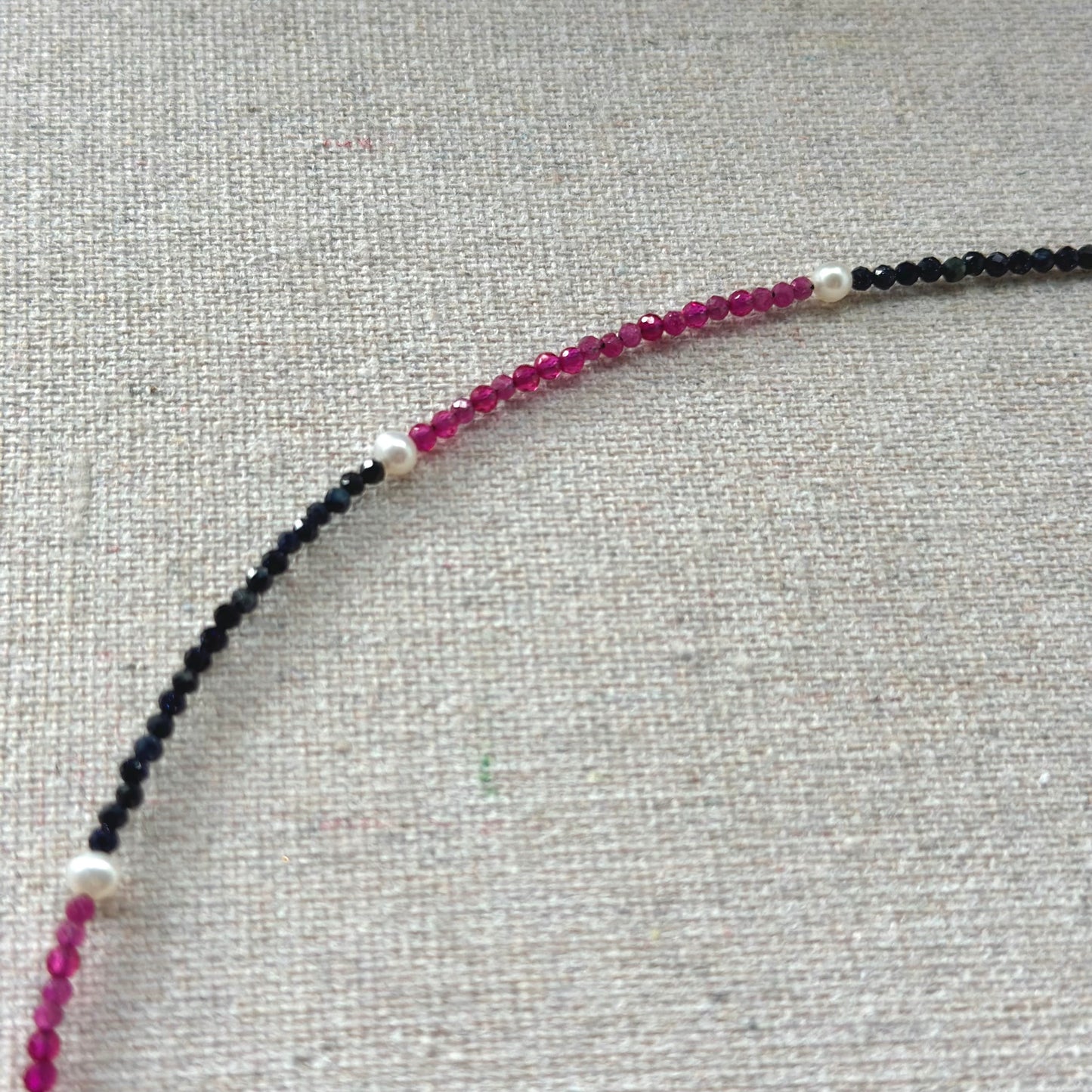 Ruby Mixed Sapphire Beaded And Rhodonite Necklace