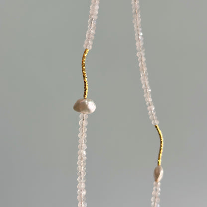 Moonstone And Freshwater Pearl Beaded Asymmetric Necklace