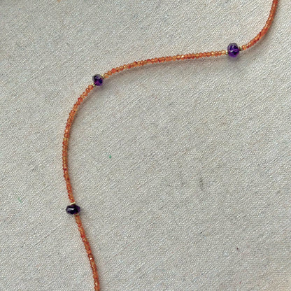 Carnelian And Amethyst Beaded Necklace