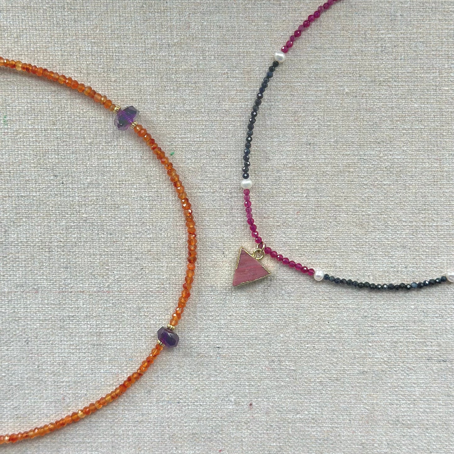 Carnelian And Amethyst Beaded Necklace