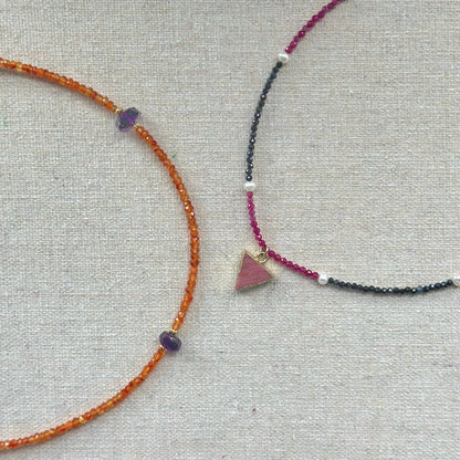 Carnelian And Amethyst Beaded Necklace