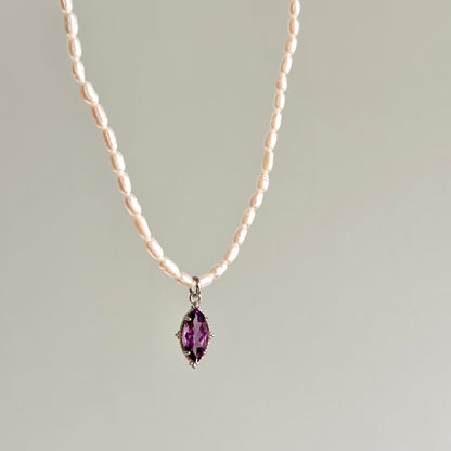 Freshwater Pearl Beaded And Amethyst Necklace