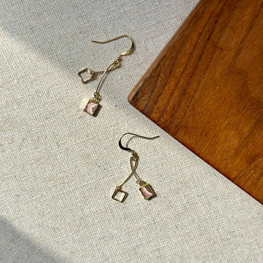 Rhodochrosite And Square 14K Gold-filled Earring